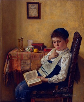 Isidor Kaufmann Painting - Un niño yeshivá Isidor Kaufmann judío húngaro